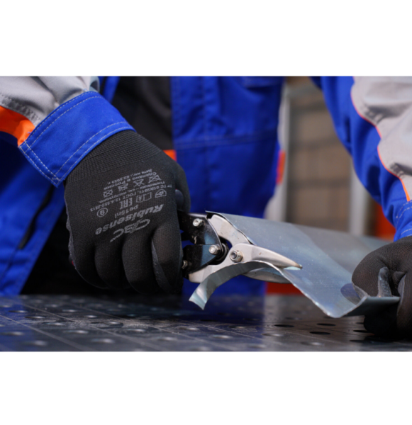 Перчатки полиэфирные прочные эластичные 1 пара, 15 класс, размер 9, покрытие - облив РЕЛЬЕФНЫЙ ЛАТЕКС